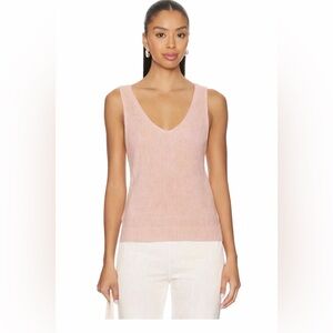Elizabeth and James Ribbed Sweater Tank Top XS Pink V Neck Knit